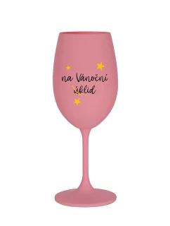 NA VÁNOČNÍ ÚKLID - růžová sklenice na víno 350 ml