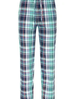 Pánské pyžamové kalhoty 500772H B90 čtyrkysovomodré káro - Jockey