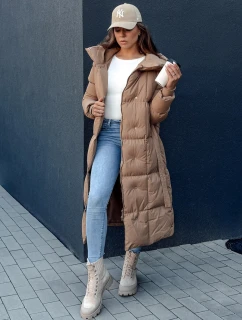 Dámský prošívaný kabát CLOUTIQUE tmavě béžový FashionStreet TY4371