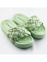 Zelené dámské pantofle se zapleteným páskem a řetízkem (AE120) Zelené dámské pantofle se zapleteným páskem a řetízkem (AE120)