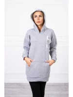 Mikina s kapucí a nášivkami šedá Mikina s kapucí a nášivkami šedá