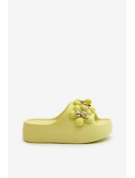 Dámské Piankové Žabky S Ozdobami Na Hrubé Podrážce Limetkové Bremavia