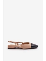 Lakované baleríny na nízkém podpatku s otevřenou patou béžové Kairael