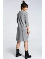 B070 Šaty nadměrné velikosti s páskem na zavázání - šedé B070 Šaty nadměrné velikosti s páskem na zavázání - šedé