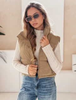 Dámská prošívaná tmavě béžová vesta FashionStreet TY5196