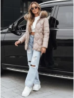 Dámská zimní bunda s kožešinou béžová FashionStreet TY5512 Dámská zimní bunda s kožešinou béžová FashionStreet TY5512