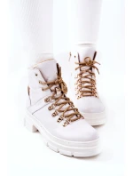 Kožené zateplené boty Bílé béžove Brescia