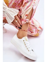 Dámské Klasické Tenisky Bílé a zlatá Ecoma Dámské Klasické Tenisky Bílé a zlatá Ecoma