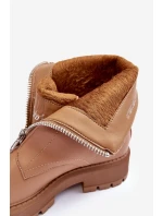 Kůže Baleríny Na Ploché Podpatku Se Zipem Camel Vimal