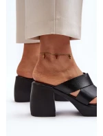 Zazoo 40373 Kožené sandály na podpatku černé