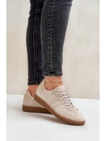 Nízké dámské semišové tenisky béžové Zazoo N1068