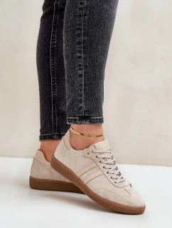 Nízké dámské semišové tenisky béžové Zazoo N1068