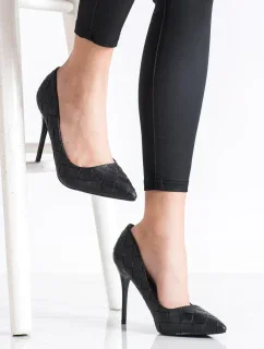 Jedinečné dámské  lodičky černé na jehlovém podpatku