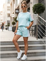 Dámská viskózová souprava s motýlem a šortkami modrá FashionStreet AY1185