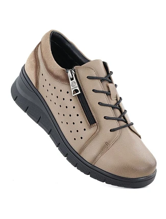 Dámské kožené polobotky na platformě béžové barvy Vinceza 39977