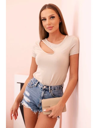 Dámské bavlněné body s V výstřihem a nařasením fango