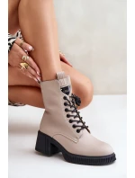 Zateplené dámské botky z přírodní kůže Béžové Vinceza 66671