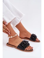 Dámské Plné Sandály S Ozdobnými Perlami Černé Aricca Dámské Plné Sandály S Ozdobnými Perlami Černé Aricca