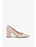 Dámské lodičky s špičatými nosky na sloupku béžové Pavira