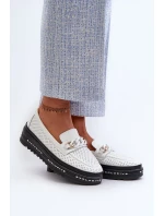 Dámské Kožené mokasíny Na Platformě S řetízkem S.Barski bílá