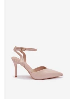 Dámské lakované lodičky s otevřenou patou - béžové Laretta