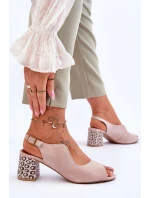 Dámské semišové sandály na podpatku Maciejka 05870-04 Béžová Dámské semišové sandály na podpatku Maciejka 05870-04 Béžová