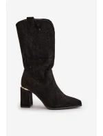 Dámské černé zamilované botky s podpatkem a špičatou špičkou Nevithra