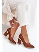 Kožené Lodičky Lewski 3117 Tmavě hnědé