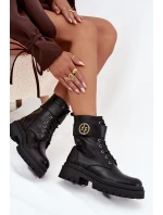 Dámské Botky Pracovní Se Zlatým Detalem Zateplené Černé Fiorena