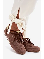 Dámské nízké tenisky s korálky Hnědé Galora