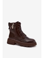 Dámské zateplené kotníkové workery Big Star – hnědé