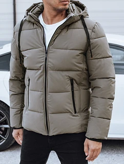 Pánská prošívaná zimní bunda s kapucí béžová FashionStreet TX5065