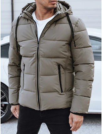 Pánská prošívaná zimní bunda s kapucí béžová FashionStreet TX5065