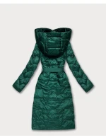 Tmavě zelený prošívaný kabát s páskem Libland (LD-7806)