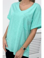 Bavlněná halenka s kapsičkou mint