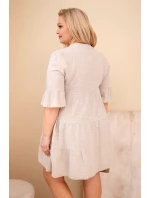 Dámské bavlněné šaty pro plnoštíhlé s volánky béžová