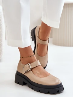 Dámské Polobotky S Přezkou Béžové Plikuria