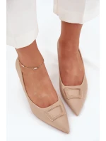 Lodičky Na Podpatku S Dekorativní Přezkou Nude Seriva