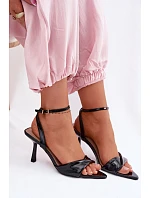 Dámské sandály na podpatku z eko kůže Černé Sedira