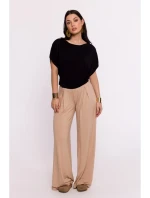 B287 Viskózový top s výstřihem na ramena - černý