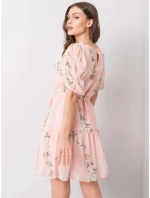 Dámské květované šaty LK SK 508129.06X Pudr růžová - Lakerta Dámské květované šaty LK SK 508129.06X Pudr růžová - Lakerta