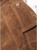 Dámská semišová bunda bomber světle hnědá FashionStreet TY5644