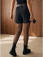 Dámské kordurové šortky volného střihu v grafitové barvě FashionStreet SY0591 Dámské kordurové šortky volného střihu v grafitové barvě FashionStreet SY0591