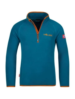 Unisex fleecová mikina Trollkids Kids Nordland Half Zip deep lagoon/cinnamon lehká a prodyšná modrá (707-178)