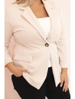 Dámská viskózová plus size s dlouhým rukávem a límcem béžová