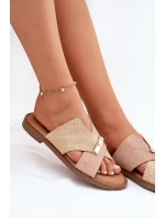 Dámské Pantofle Na Plochém Podpatku S Ozdobným Detalem Vinceza 17385 Béžové