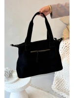 Kožená semišová kabelka s kapsami černá Zephina