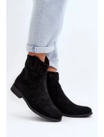 S.Barski dámské prolamované kotníkové boty na plochém podpatku, černé S.Barski dámské prolamované kotníkové boty na plochém podpatku, černé