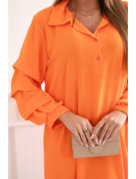 Oversized šaty s ozdobnými rukávy oranžové barvy