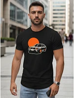 Pánské bavlněné tričko s potiskem automobilů černé FashionStreet NX5091R